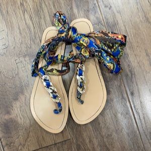 Ribbon Leg Strapped Sandal